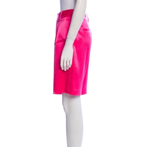 ALICE AND OLIVIA Eric Wild Pink Satin Bermuda Knee Length Dress Shorts NWT - Picture 4 of 12